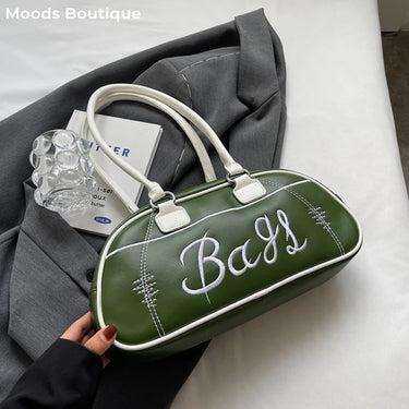 Embroidery Solid Color Long Handle Boston Bag